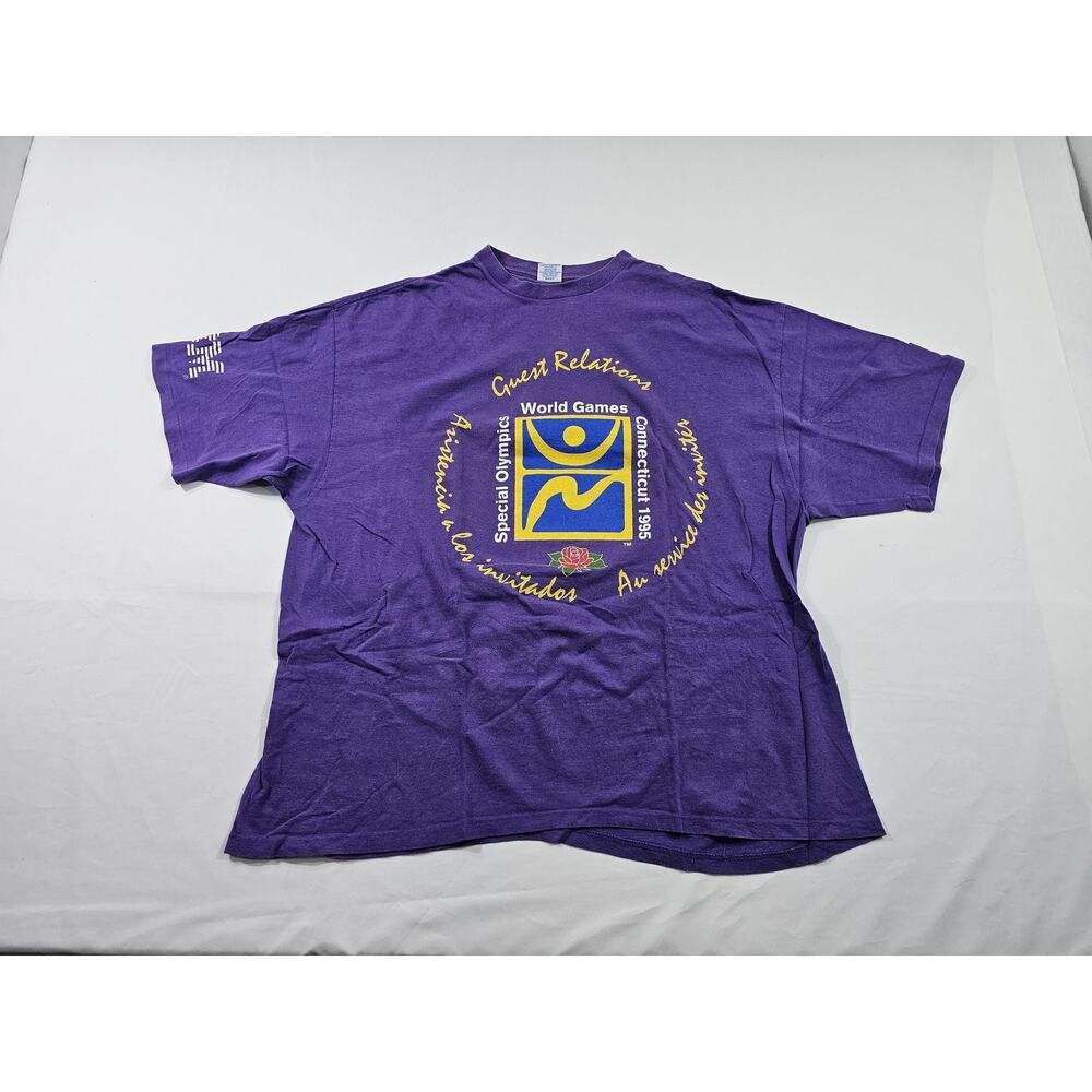 Starter Special Olympics IBM 1995 Purple T-Shirt Double Sided Sz 2XL